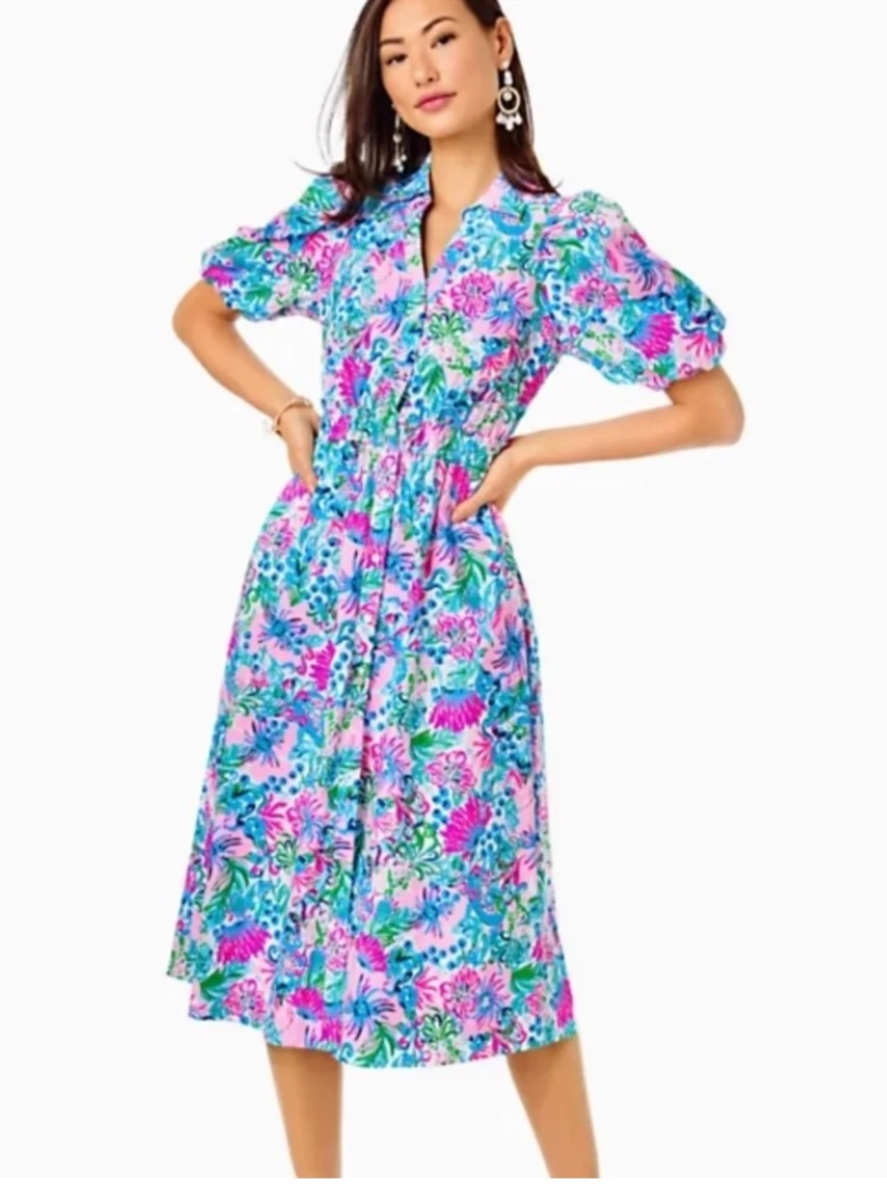 Lilly Pulitzer Tassie Midi Dress in Mandevilla Baby Paradise Petals 6